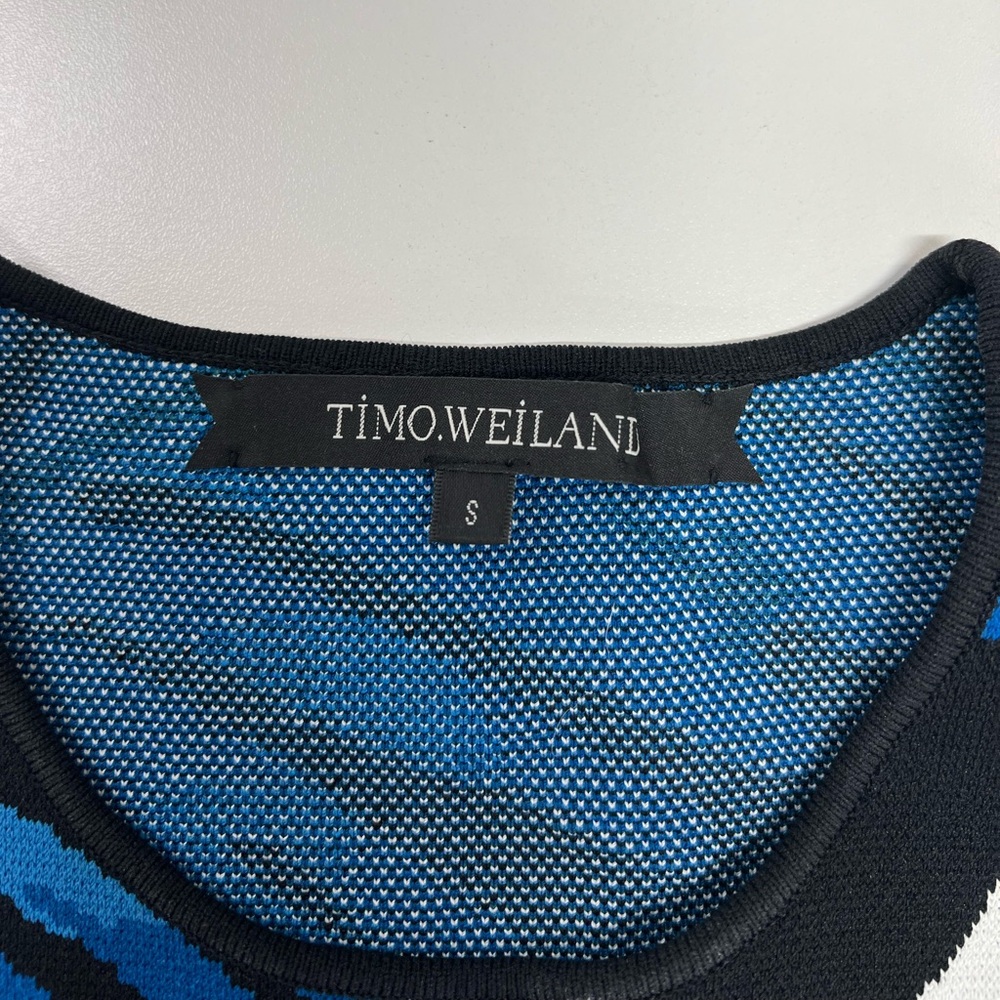 Timo Weiland Crop Top Palm Print Blue and Black Size Small - Picture 4 of 11